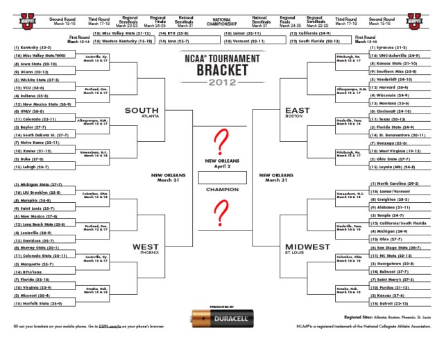 Men's bracket Men's bracket