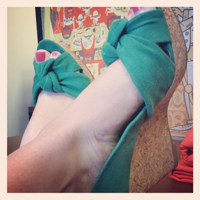 Broke in my new kelly green H&M wedges