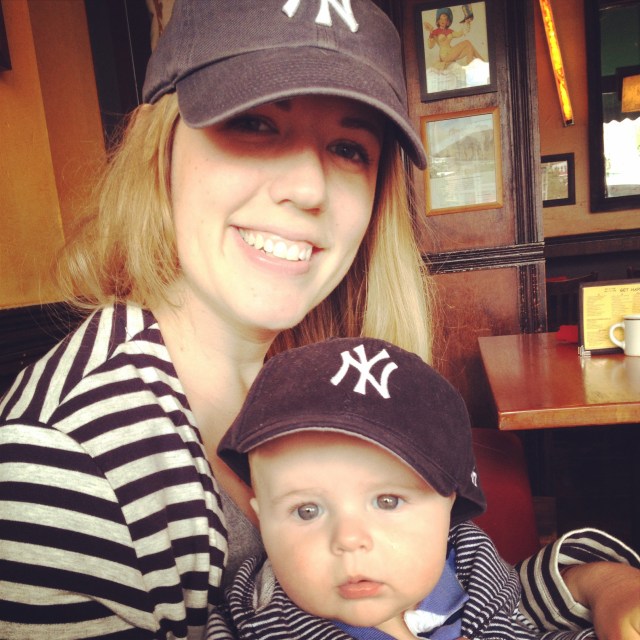 Yankees fans - mom and son
