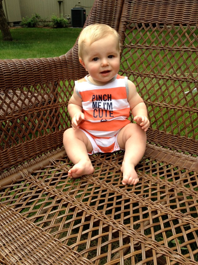 Evie on wicker furniture