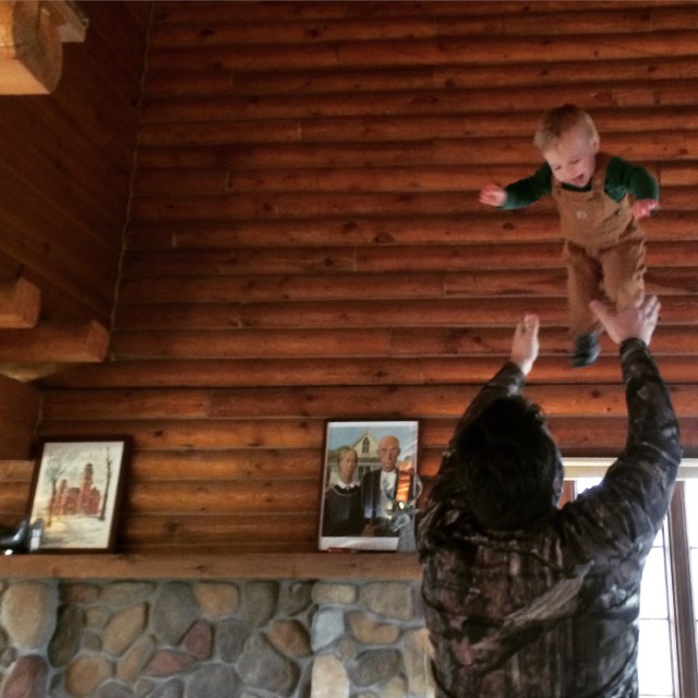 Flying in log home